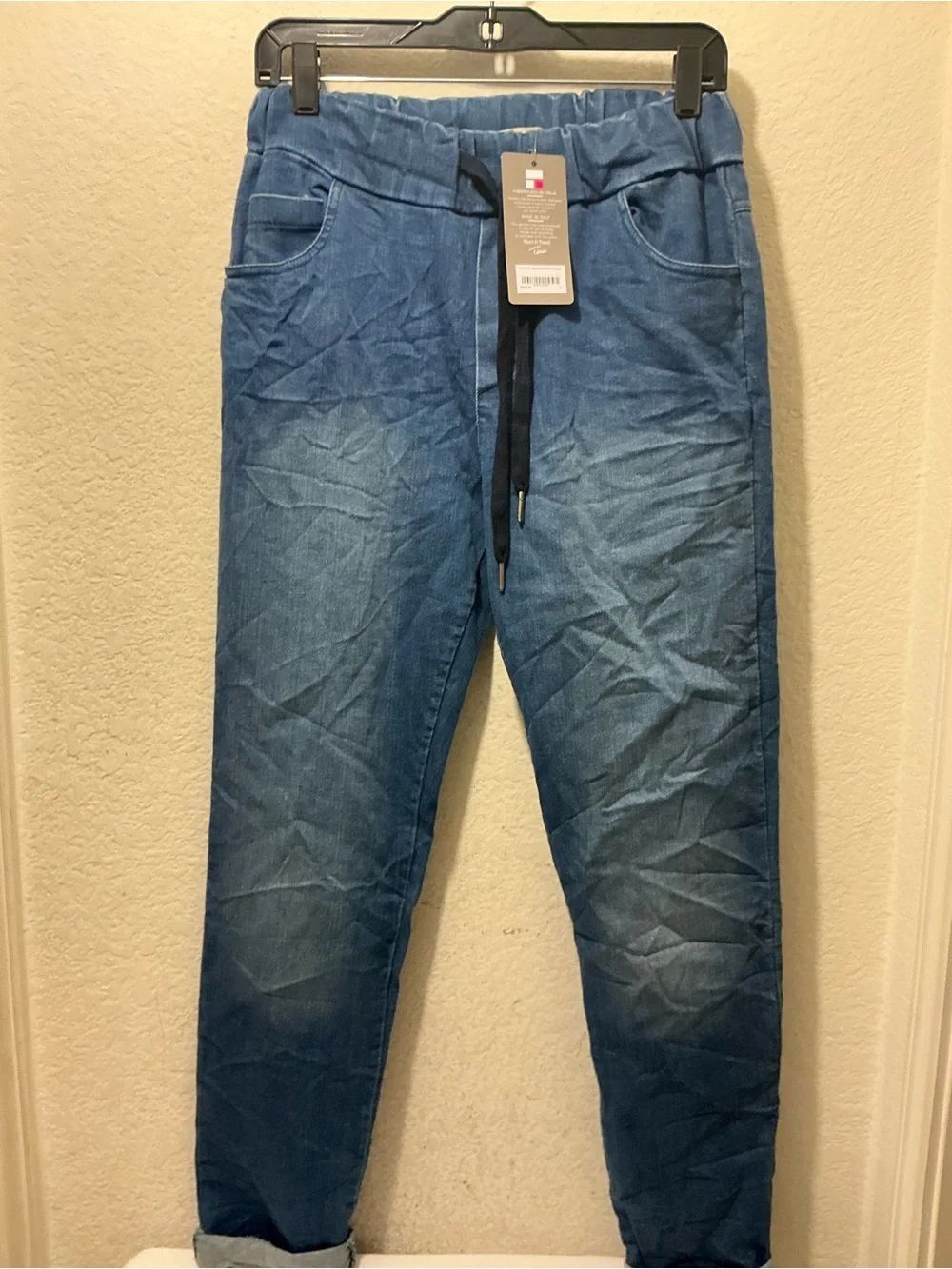 NWT Tina Stephen’s waist tie denim blue Pants - Lightweight Casual Trousers $128